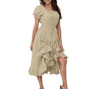 Generisch Renaissance Costume Women's Medieval Chemise Peasant Dress Irish Boho Long Dresses Carnival Gothic Party Dress Halloween Dress Long Sleeve Plain Halloween Dress Carnival Sexy
