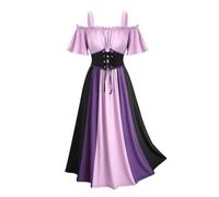 Generisch Renaissance Dress For Women Medieval Mix Colors Halloween Outfit Medieval Costume Plus Size (Purple-1, Medium)