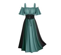 Generisch Renaissance Dress For Women Medieval Mix Colors Halloween Outfit Medieval Costume Plus Size (Green, Medium)