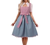 Generisch Renaissance Dresses for Women in the Middle Ages Women's Oktoberfest Dirndl Dress Traditional German Beer Festival Costume K-on Cosplay Costume, red, 3XL