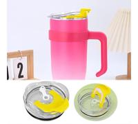 Generisch Replacement Lid for Large 40 Cups with Practical Drinking Cap Straw Opening (Yellow, 10 x 9.2 cm)