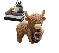Generisch Resin Cow Figurines Decorative Ornament Set for | Drinking Pot Huggers Design for Flower Pots Garden Balcony Outdoor Home Farmhouse Christmas Decoration