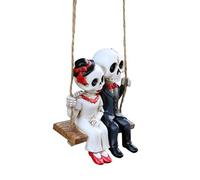 Generisch Resin Swing Skeleton Figure - Halloween Couples Statue | Swinging Skeleton Sculpture | Spooky Seasonal Holiday Decor for Offices Party Bookshelf Patio Outdoor Stay Tree Branches Courtyard