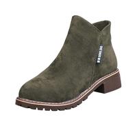 Generisch Retro Ankle Boots with Leopard Print Women's Elegant Chelsea Short Boots with Block Heel Suede Ankle Boots Zip Booties Women Leisure Ankle Shoes for Winter Winter Boots, Green, 8 UK