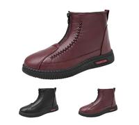 Generisch Retro Cotton Shoes Women's Flat Snow Boots Women's Waterproof and Lined Winter Non-Slip Thick Sole Fleece Lined Size Large Boots Comfortable Shoes Slip-On Boots, Wine Red, 8 UK