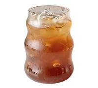 Generisch Ribbed Glass Drinking Cup - Wavy Ice Cream Sundae Cloud Coffee Cup | Spiral Strip Juice Holder for Water, Five Hundred Thirty Milliliter Home Cafe Containers for Soda Tea Cocktails