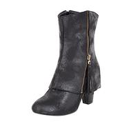 Generisch Riding Boots Women Winter Fashion Pretty Retro Embroidery Thread Thick Heel Pointed Toe Comfortable Non Grinding Feet in Boots, black, 5 UK