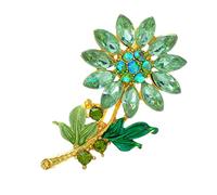 Generisch Riding Brooch All Brooch Sunflower Buckle Plant Female Pin Rhinestone Flower Brooch Jewellery Polish (Green, One Size)