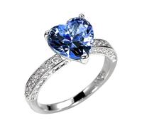Generisch Ringen Damen Neu Hochzeit AAA Herzförmigen Zirkonia Ring Damen Engagement Hand Schmuck O Ringe Dichtungsset Wasser (Blue, C)