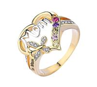 Generisch Rings Feather Letter Mother Love Mother Temperament Ring Colour 2 Rings 2 cm Diameter, 5, Metal, No Gemstone