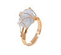 Generisch Rings Gymnastics Indoor Adjustable Gemstone Rings Copper Wire Wrapped Ring Irregular Colourful Gemstone Ring for Women and Girls Jewellery Rings Women's Silver, one size, Natural stone, No