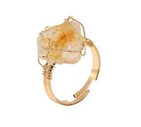 Generisch Rings Gymnastics Indoor Adjustable Gemstone Rings Copper Wire Wrapped Ring Irregular Colourful Gemstone Ring for Women and Girls Jewellery Rings Women's Silver, one size, Natural stone, No