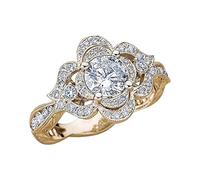Generisch Rings in One Another Flower Shape Full Diamond Ring for Women Fashion Jewelry Popular Accessories Macrame Rings Metal Black, 10, Metal, No Gemstone