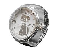 Generisch Rings Play Tower to Tell the Time, Watch Ring, Round Chunky Ring, Silver Adjustable Ring, Fashion Watch Jewellery Rings Colour Change, Einheitsgröße, Metal