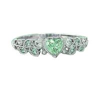 Generisch Rings Statement Simple Fresh for Women, Main Rings Christ Rings Women's Silver (Green, 5)