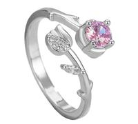 Generisch Rings Straps with Pin K Gemstone: Adjustable Open Design, Stylish Everyday Jewelry & Valentine's Day Gift (Silver Tone Women Models) Calendar Rings