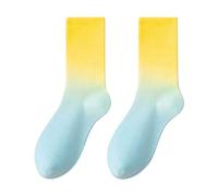 Generisch Road Bike Socks Men with Tie Dye Gradient that can be Worn Outside the Calf Cotton Socks Striped Socks Men, yellow, One Size