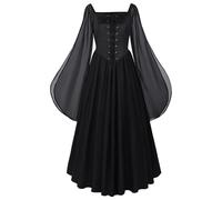 Generisch Rockabilly Dresses Long Women's Gothic Top Steampunk Coat Brown Renaissance Clothing Vintage Medieval Short Sleeve Retro Cocktail Dress Women Party Dress for Cocktail Cosplay Party