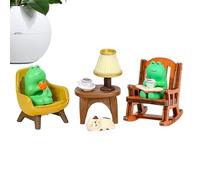 Generisch Rocking Chair Frog Statue - Miniature Resin Ornament, Cute Amphibian Figure, Garden Decoration Items, Whimsical Animal Yard Sculpture | Emotional Healing Home Ornament for Rockery Pati