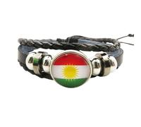 Generisch Rojava Kurdistan Flag, Kurdish Flag, Leather, Braided, Black, Adjustable Length, Traditional, Patriotic, Verstellbar, Leather