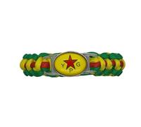 Generisch Rojava YPG YPJ Kurdistan Flag Kurdish Flag Black Leather Bracelet Traditional Patriotic, Mittelgroße, Leather, No Gemstone