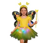 Generisch Role Play Costume - 18.90 Inch LED Light Wings, Girls Stage Outfit | Polyester 140 g Fairy Costume with Tutu Skirt Headband for Birthdays Halloween Christmas