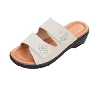 Generisch Rolling Soft Shoes Women's Black Slippers Outdoor Lightweight Wedge Heel Roman Shoes Fish Mouth One Word Casual Slippers Women's Trainers Shoes, White, 7 UK