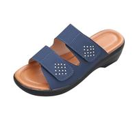 Generisch Rolling Soft Shoes Women's Black Slippers Outdoor Lightweight Wedge Heel Roman Shoes Fish Mouth One Word Casual Slippers Women's Trainers Shoes, navy, 8.5 UK