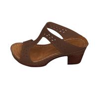 Generisch Roman High Heels with Slippers Shoes Ballerina Women's Black, T-Strap Plain Platform with Block Heel, Women's Thick Open Toe Fish Mouth Hollow Buckle, gray, 6 UK