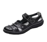 Generisch Roman Sandals Women's Flat Summer Shoes Women's Elegant Closed Front Sandals Leather Leisure Sandals Orthopaedic Outdoor Sandals Soft Soles Women's Sandals Breathable Sandals, black, 4 UK