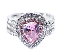 Generisch Rose Quartz Pear Shaped Drop Ring: The Dazzling Inlay Design Is The For Your Loved One! Rings Compatible with Making Set Gel (Pink, A)