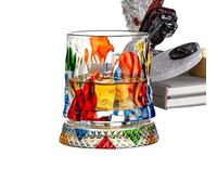 Generisch Rotating Whiskey Glasses | 360 Degree Rotating Crystal Cup with Heavy Base | Painted Drinking Glass | for Football Whisky Barrel Collection Wine Cocktail Enjoyment