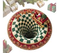 Generisch Round 3D Christmas Rug, Washable Soft Non-Slip Rug for the Door, Santa Claus Door Mat, for Indoor, Bathroom, Home, Bedroom and Living Room
