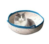 Generisch Round Cat Bed Nest, Cat Bed Basket | No Sticky Hair, Cotton Rope Kitten Bed House - Cotton Rope Cat Ear Design Summer Cool Nest Round Shape Scratcher Cute for Small Dogs