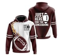Generisch Rugby Football Hoodie for Men and Women Fans Sweatshirts Casual Collar Drawstring Long Sleeve Hoodie Vest Men Fabric, Brick Red, 4XL