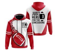 Generisch Rugby Football Hoodie for Men and Women Fans Sweatshirts Casual Collar Drawstring Long Sleeve Hoodie Vest Men Fabric, Red (watermelon red), L