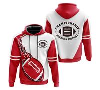 Generisch Rugby Football Hoodie for Men Women Fans Sweatshirts Casual Collar Drawstring Long Sleeve Hoodie Fleece Jumper Men, Red (watermelon red), XL