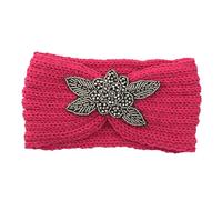 Generisch Running Headband Women's Head Heat Band Knitting Hand Wool Girls Cute Hair Headband Fashion Women Headband Running Ear Warmers Women, Hot Pink, One size
