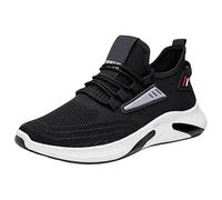 Generisch Running Shoes Men's Black Trainers Breathable Mesh Sports Shoes Wide Feet Trainers Non-Slip Trainer Shoes Comfortable Walking Shoes Athleisure Leisure Shoes Lace Up Jogging Shoes, black, 7