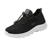Generisch Running shoes women's black, sports shoes, women's fitness, slip-on, plain non-slip hiking shoes, breathable, casual, comfortable trainers with heel, women's shoes, black, 7 UK