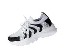 Generisch Running Shoes Women's Lightweight Flying Woven Mesh Sports Shoes Wide Fit Lace Casual Shoes Mesh Breathable Trainers Comfort Slip On Jogging Shoes Casual Outdoor Shoes, black, 6 UK