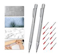 Generisch 's Marker, Pack of 2 Marking Tools with Non-Slip Handle, with 10 Replacement Heads Made of Tungsten Steel Alloy for Carpenter's Pen, for Ceramics, Tiles and Stone Processing