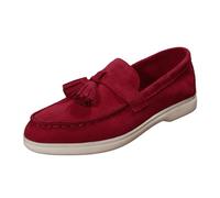 Generisch Sailing Shoes Women's Flat Shoes Suede Slip Shoes Plain Casual Shoes Retro Style Walking Shoes Wide Feet Trainers Casual Dirndl Shoes Festive Costume Shoes, red, 8.5 UK