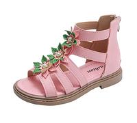 Generisch Sandals 29 Adorable High-Top Sandals for Girls with Floral Embellishments Practical Zip at the Back Perfect for Princess Slippers Non-Slip Children, pink, 31.5 EU
