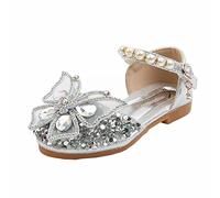 Generisch Sandals 44 Spring and Korean Edition, Medium and Large Girls Princess, Casual Single Shoe, Performance Shoes, Girls Leather Shoe, Dance, silver, 8.5 UK Child