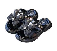 Generisch Sandals Girls Children's Shoes Slippers Summer Children's Trekking Sandals Summer Shoes Fashionable Princess Sandals Lightweight Pearl Flowers Girls Shoes Beach Sandals, black, 9 UK