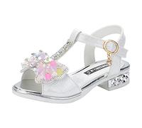 Generisch Sandals Summer Children's Shoes Work Thick Soles with Butterfly Sandalwood Open Toe Student Dance Princess Shoes, White, 28 EU 3X-Schmal