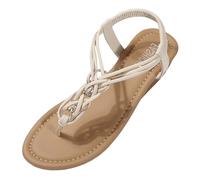 Generisch Sandals Women Summer Sandals Casual Comfortable Mid Heel Flip Flops for Beach Holiday Walking Dating Work Slip On Toe Post Pure Color, beige, 8.5 UK