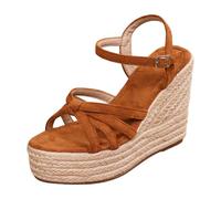 Generisch Sandals Women's Arch Support Sandals for Beach Leisure Elegant Boho Shoes with Elastic Ankle Strap Airy Summer Models for Casual Outfits, brown, 5 UK