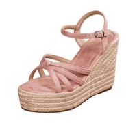 Generisch Sandals Women's Arch Support Sandals for Beach Leisure Elegant Boho Shoes with Elastic Ankle Strap Airy Summer Models for Casual Outfits, pink, 6 UK